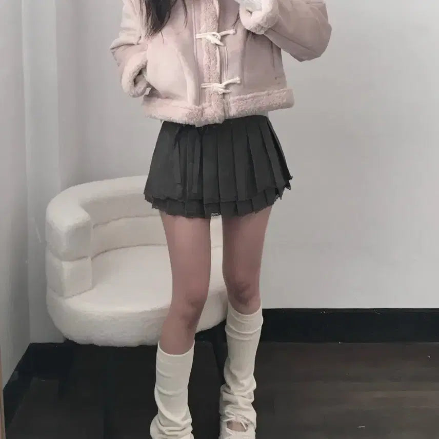 [BUNJANG] Dear Mustang Pink Faux Fur Coat / 디어무스탕  핑크