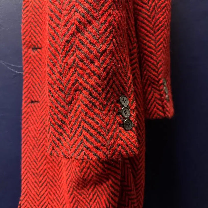 [BUNJANG] Red Herringbone Wool Coat / [100] 미착용 국내 양복점 제작 레드 헤링본 울 코트