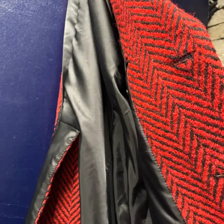 [BUNJANG] Red Herringbone Wool Coat / [100] 미착용 국내 양복점 제작 레드 헤링본 울 코트