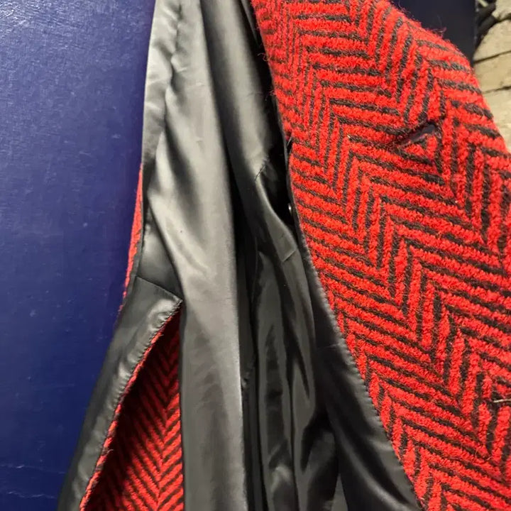 [BUNJANG] Red Herringbone Wool Coat / [100] 미착용 국내 양복점 제작 레드 헤링본 울 코트