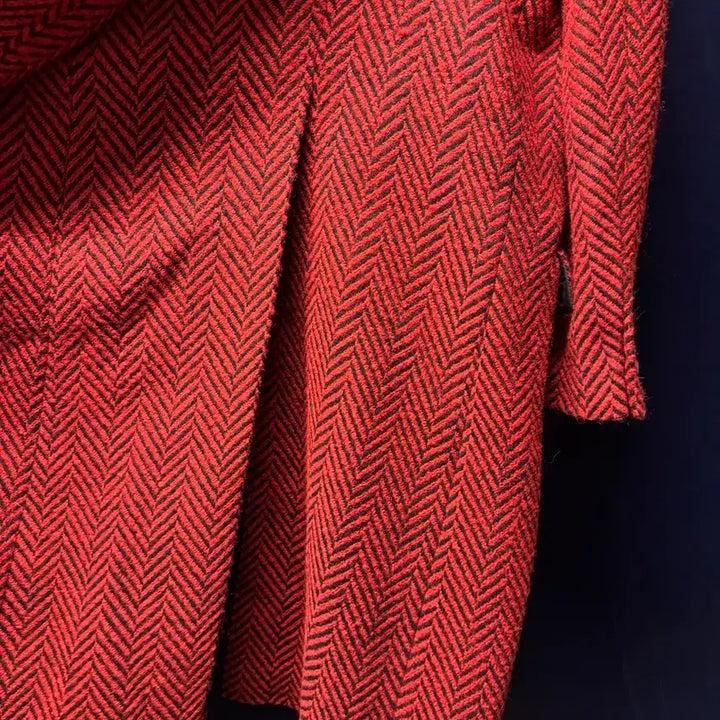 [BUNJANG] Red Herringbone Wool Coat / [100] 미착용 국내 양복점 제작 레드 헤링본 울 코트