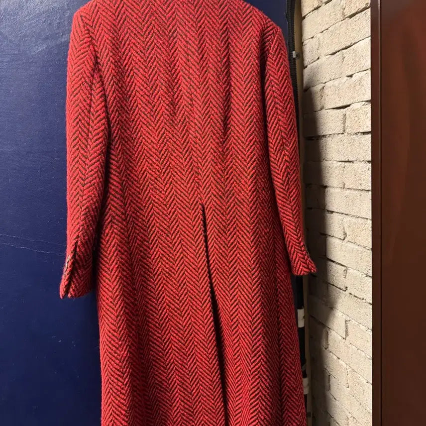[BUNJANG] Red Herringbone Wool Coat / [100] 미착용 국내 양복점 제작 레드 헤링본 울 코트