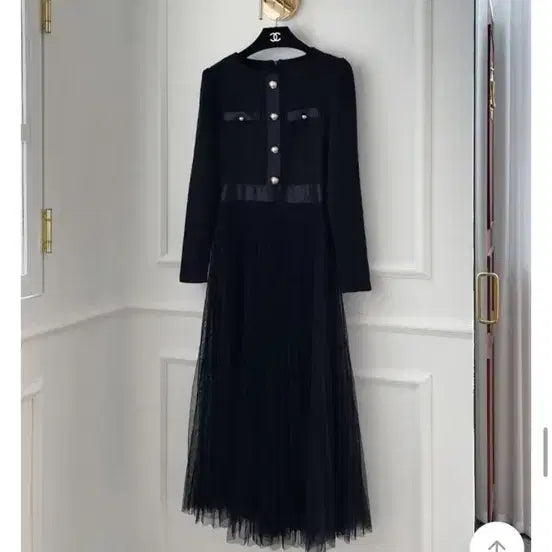 [BUNJANG] Black Tweed Pleats Dress [M] / 블랙 트위드 플리츠 원피스 [M]