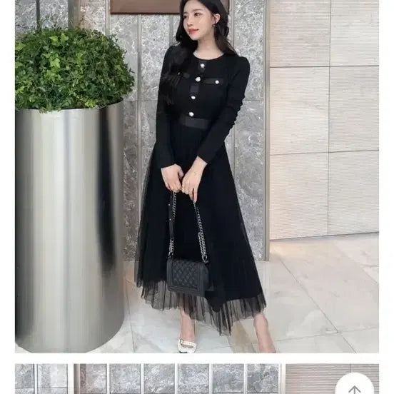 [BUNJANG] Black Tweed Pleats Dress [M] / 블랙 트위드 플리츠 원피스 [M]