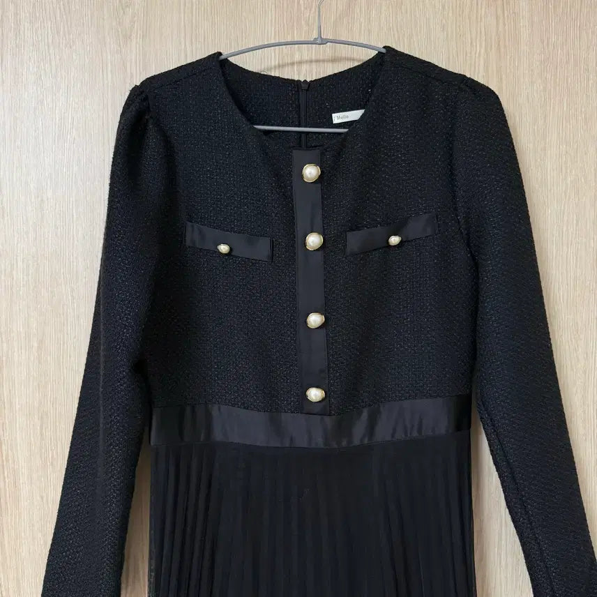 [BUNJANG] Black Tweed Pleats Dress [M] / 블랙 트위드 플리츠 원피스 [M]