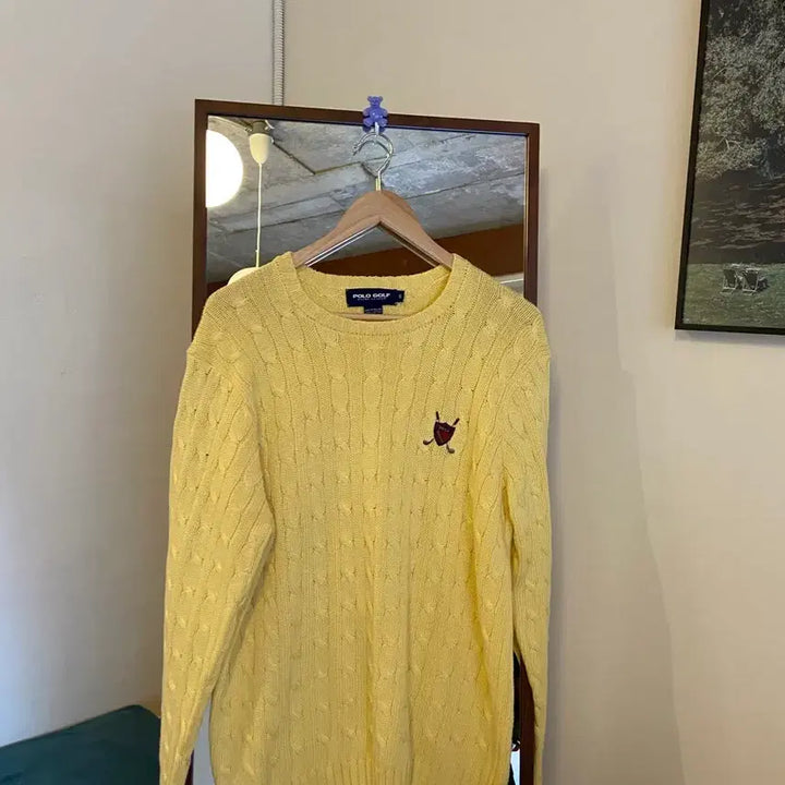 [BUNJANG] Polo Golf Yellow Cable Knit Sweater / 폴로 골프 옐로우 케이블 니트 스웨터