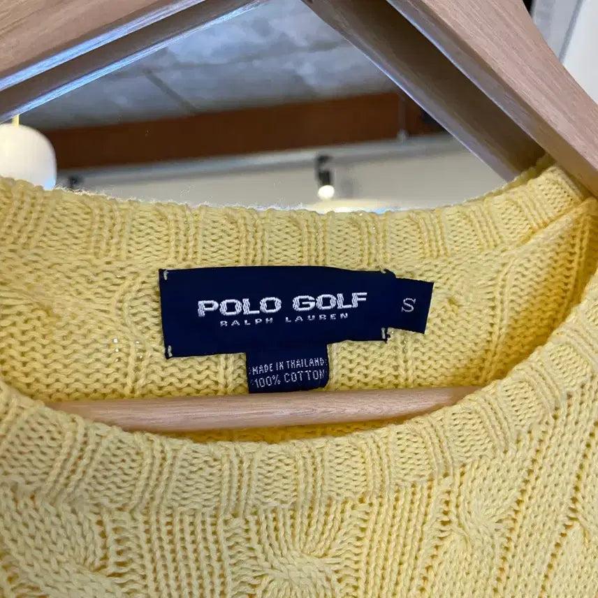 [BUNJANG] Polo Golf Yellow Cable Knit Sweater / 폴로 골프 옐로우 케이블 니트 스웨터