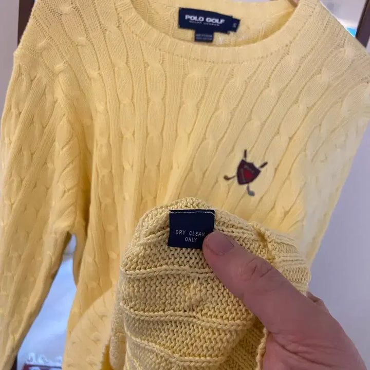 [BUNJANG] Polo Golf Yellow Cable Knit Sweater / 폴로 골프 옐로우 케이블 니트 스웨터