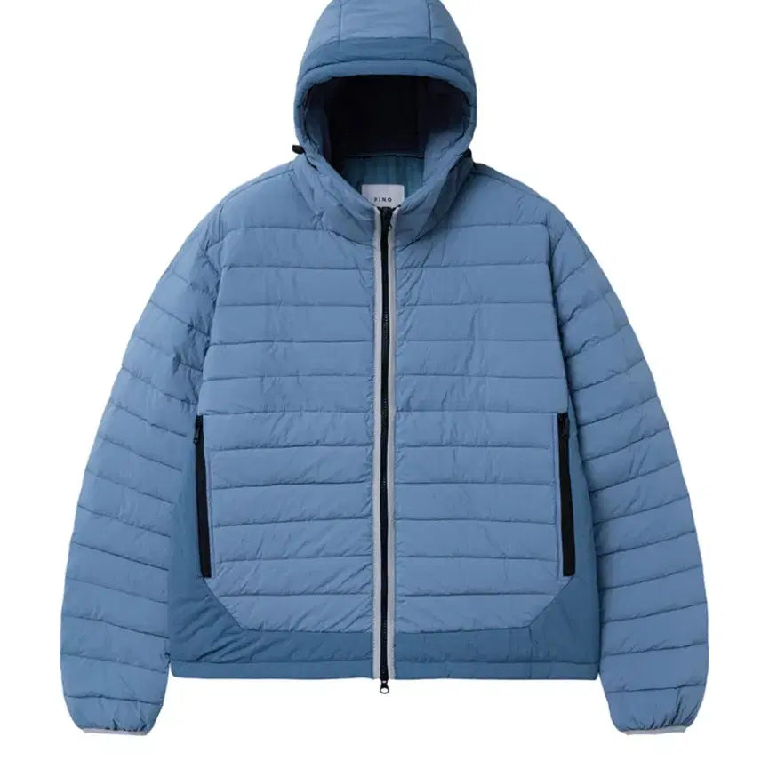 [BUNJANG] PINO Light Color Block Hooded Padded Jacket / 피인오 라이트 배색 후드 패딩 블루 새상품