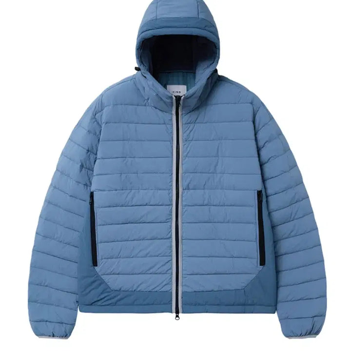 [BUNJANG] PINO Light Color Block Hooded Padded Jacket / 피인오 라이트 배색 후드 패딩 블루 새상품
