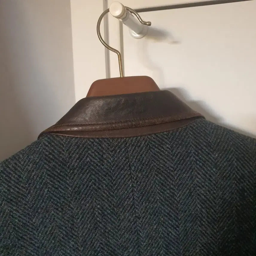 [BUNJANG] Hazzys Herringbone Coat / [100] 헤지스 가죽카라 헤링본 코트