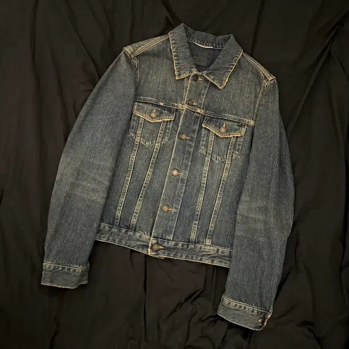 [BUNJANG] Saint Laurent 16ss Permanent Dark Wash Denim Jacket / 생로랑 16ss 퍼머넌트 녹워싱 데님자켓