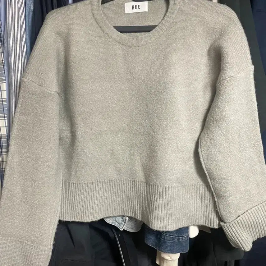[BUNJANG] Gray Crop Knit Top / 회색 크롭 니트