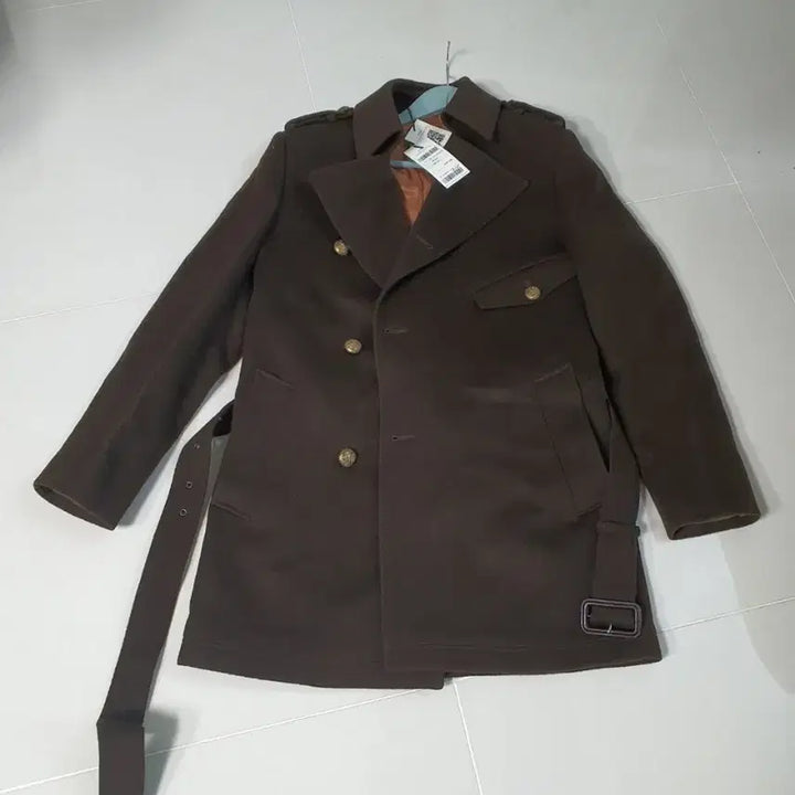[BUNJANG] Zike Fahrenheit Double Breasted Belt Coat Brown / 지크 파렌하이트 더블 브레스트 벨트 코트 브라운