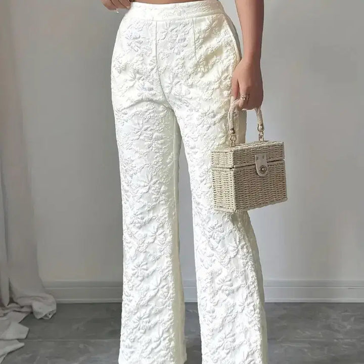 [BUNJANG] New White Floral Pattern Pants / 화이트 플라워 패턴 바지(새상품)