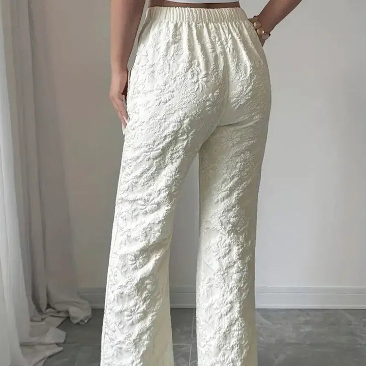 [BUNJANG] New White Floral Pattern Pants / 화이트 플라워 패턴 바지(새상품)