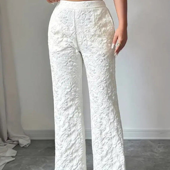 [BUNJANG] New White Floral Pattern Pants / 화이트 플라워 패턴 바지(새상품)