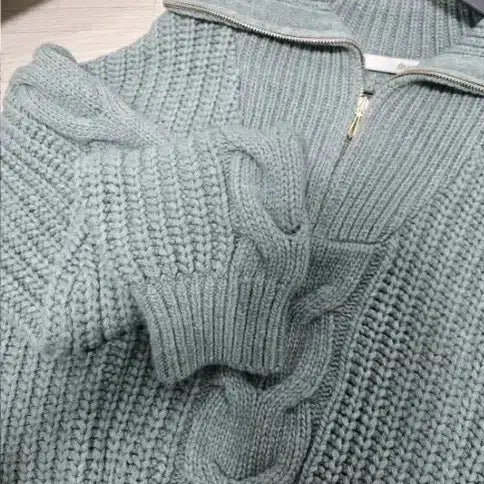 [BUNJANG] Mint Half-Zip Knit / 민트 반집업 니트