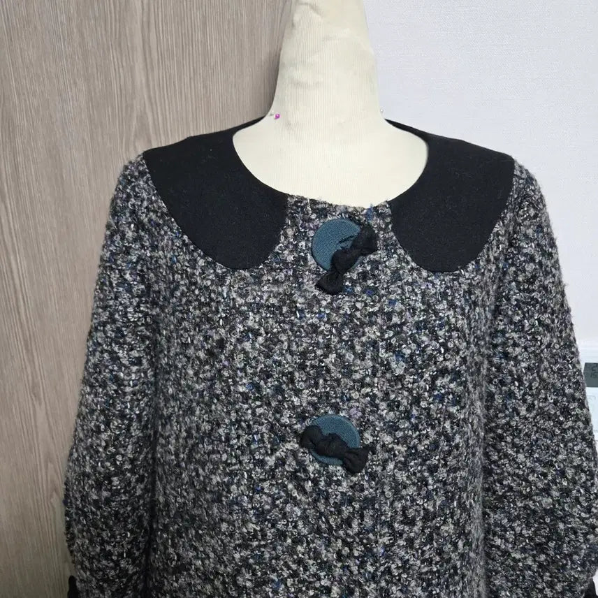 [BUNJANG] Gibi Tweed Collar Long Coat / 기비 귀요미 트위드  카라 롱 코트