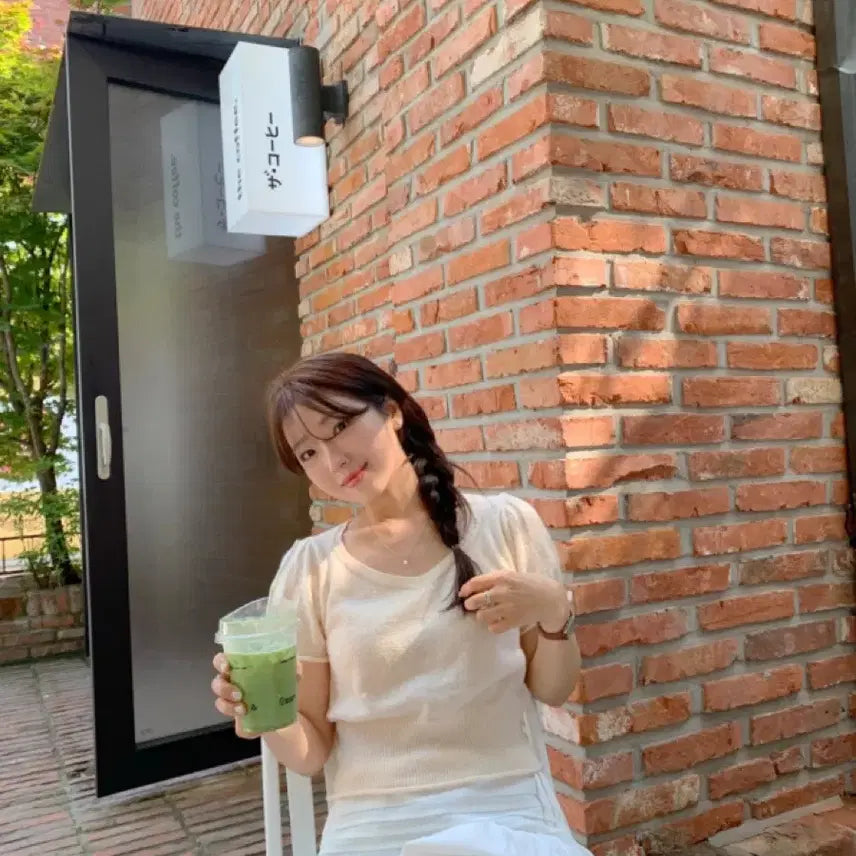 [BUNJANG] Moro Market Heart Neck Knit Peach Top / 모로마켓 하트넥니트 피치 새상품