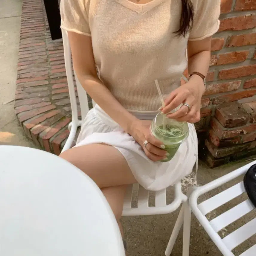 [BUNJANG] Moro Market Heart Neck Knit Peach Top / 모로마켓 하트넥니트 피치 새상품