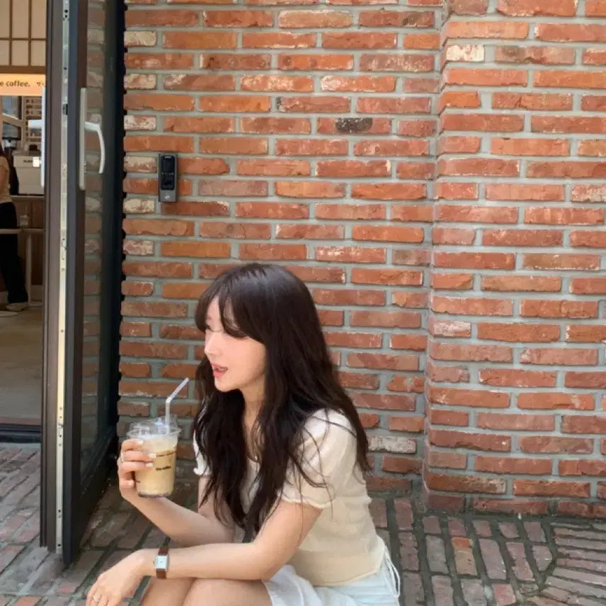 [BUNJANG] Moro Market Heart Neck Knit Peach Top / 모로마켓 하트넥니트 피치 새상품