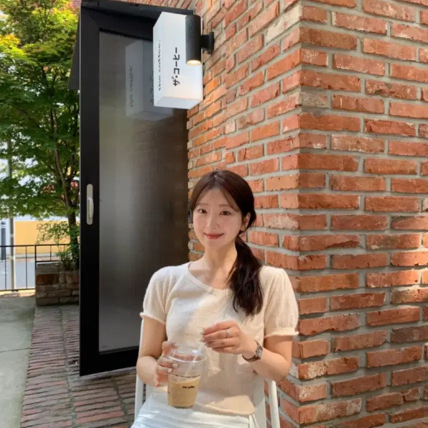 [BUNJANG] Moro Market Heart Neck Knit Peach Top / 모로마켓 하트넥니트 피치 새상품