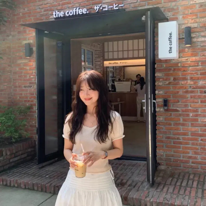 [BUNJANG] Moro Market Heart Neck Knit Peach Top / 모로마켓 하트넥니트 피치 새상품