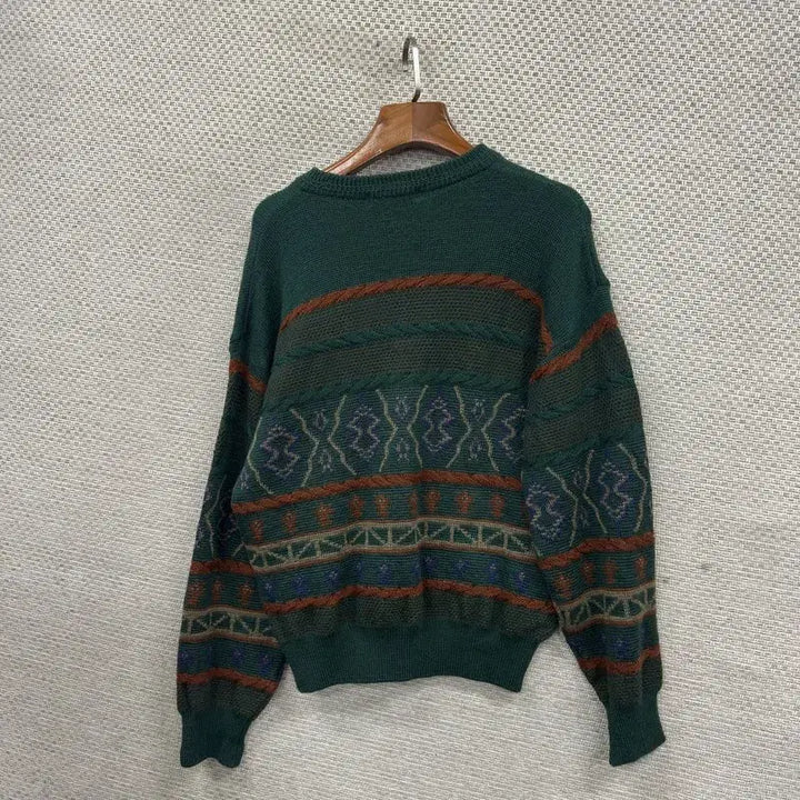 [BUNJANG] Brolio Green Vintage Pattern Knit Sweater / 브롤리오 그린 빈티지패턴 니트 L M09039