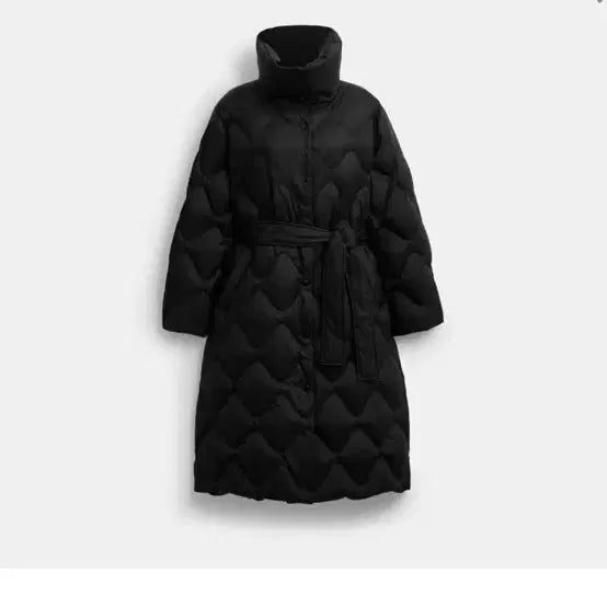 [BUNJANG] Coach Belted Long Down Padded Coat / 코치 블랙 벨티드 여성 롱패딩