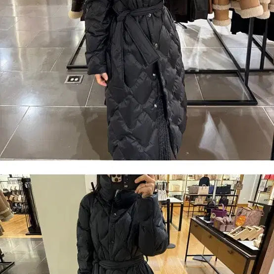 [BUNJANG] Coach Belted Long Down Padded Coat / 코치 블랙 벨티드 여성 롱패딩