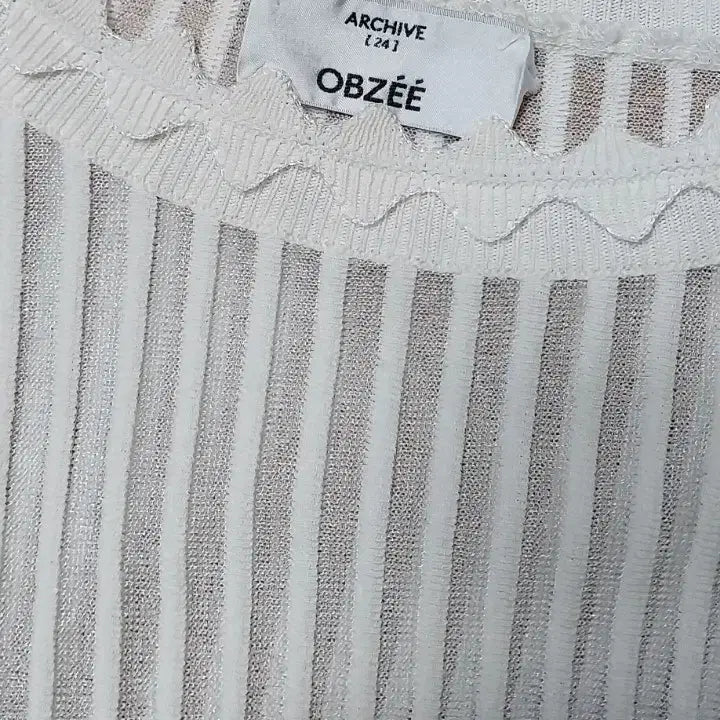 [BUNJANG] Obze Ivory Pleated See-Through Blouse / 오브제 시스루 플리츠 블라우스