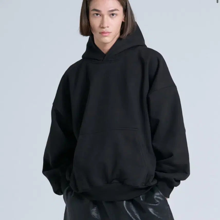 [BUNJANG] Interjection Crop Sweat Hoodie Black / [1] 인터젝션 크롭 스웨트후드 블랙