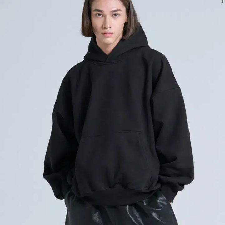 [BUNJANG] Interjection Crop Sweat Hoodie Black / [1] 인터젝션 크롭 스웨트후드 블랙