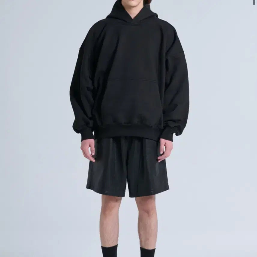 [BUNJANG] Interjection Crop Sweat Hoodie Black / [1] 인터젝션 크롭 스웨트후드 블랙
