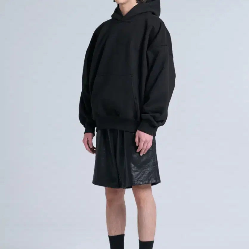 [BUNJANG] Interjection Crop Sweat Hoodie Black / [1] 인터젝션 크롭 스웨트후드 블랙