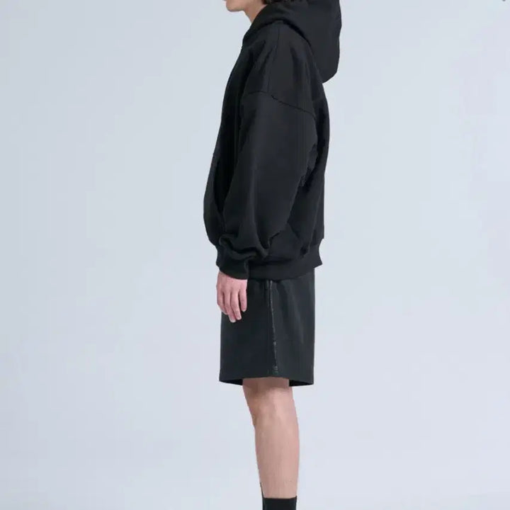 [BUNJANG] Interjection Crop Sweat Hoodie Black / [1] 인터젝션 크롭 스웨트후드 블랙