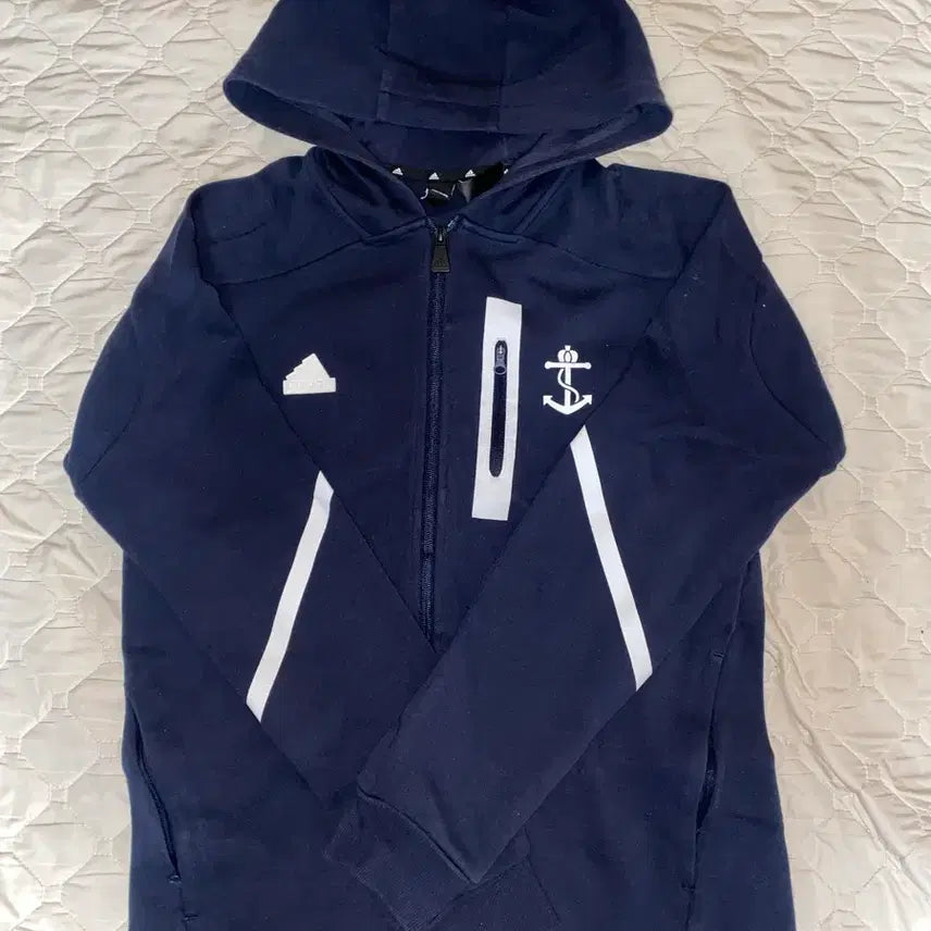 [BUNJANG] Adidas Navy Hoodie Zip-up / 아디다스 네이비 후드집업