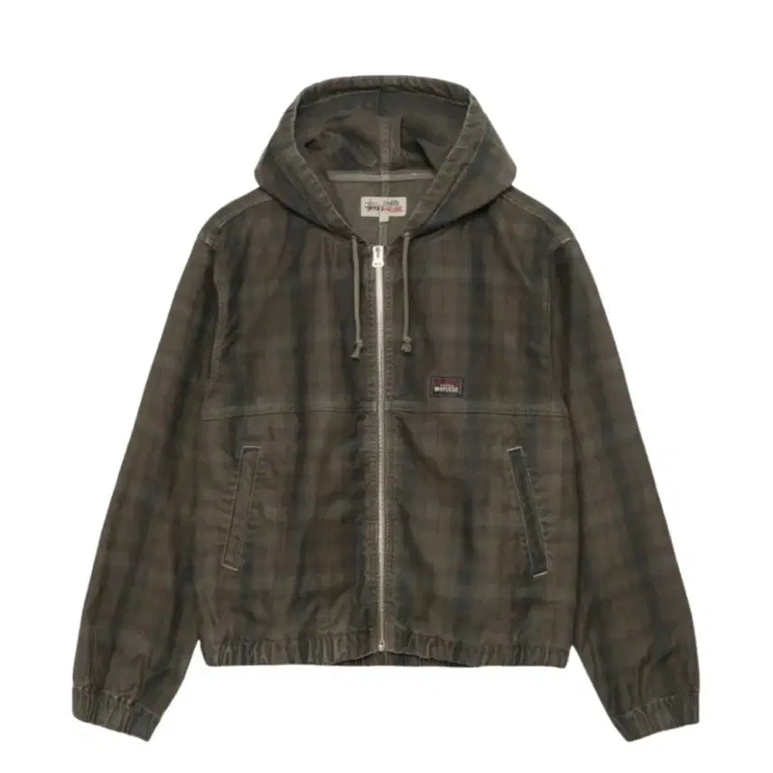 [SOLD OUT] (m) 스투시 언라인드 플레이드 워크 자켓 올리브