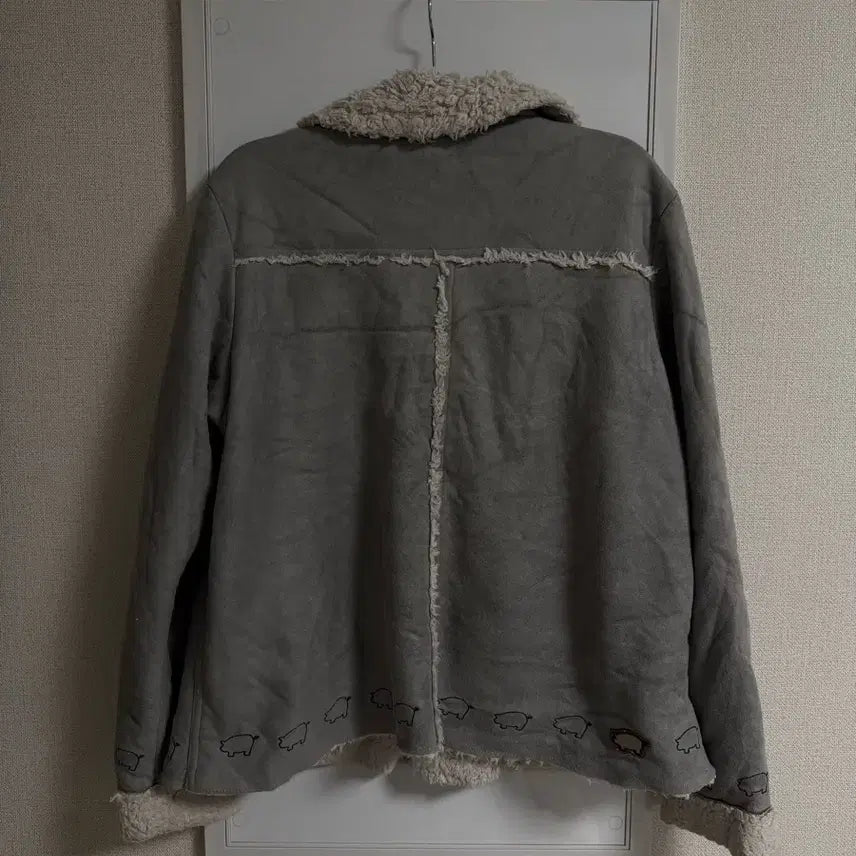 [BUNJANG] Gray Suede Fur Leather Mouton Jacket / 그레이 스웨이드 퍼 가죽 무스탕 자켓