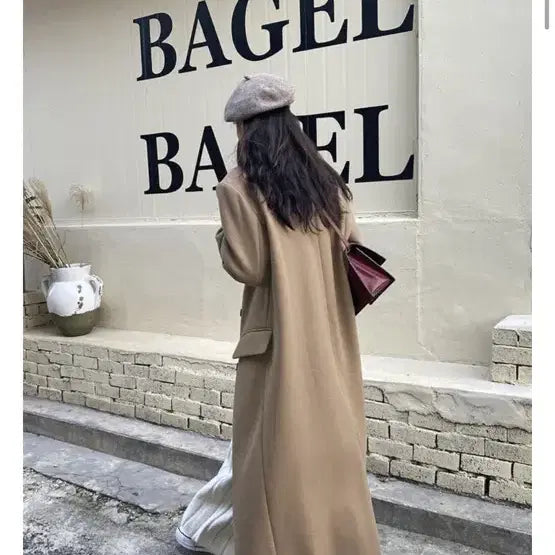 [BUNJANG] Camel Double Long Wool Coat / 겨울 카멜 더블 롱코트 울코트 울롱코트