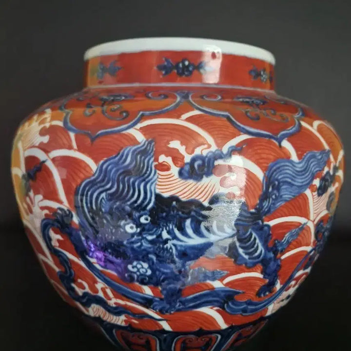 [BUNJANG] Chinese Ceramic Vase 30.7cm / 청화 홍채 해수용문 대관 높이30.7cm 중국도자기