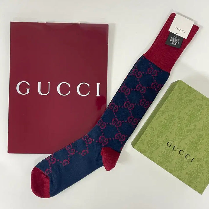 [BUNJANG] Gucci GG Pattern Cotton Blend Long Socks Navy / 새상품 구찌 양말 GG 패턴 코튼 블랜드 롱삭스 네이비 정가 32만원