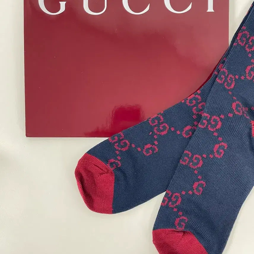 [BUNJANG] Gucci GG Pattern Cotton Blend Long Socks Navy / 새상품 구찌 양말 GG 패턴 코튼 블랜드 롱삭스 네이비 정가 32만원