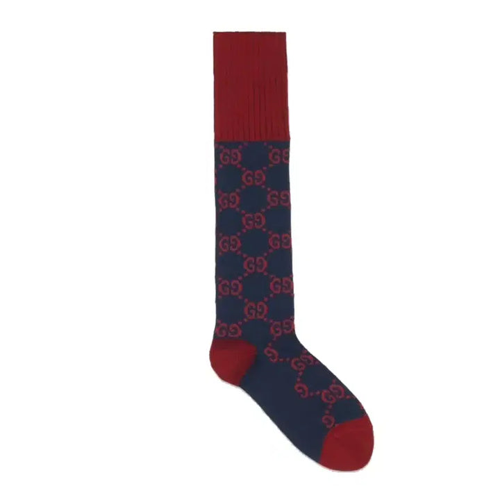 [BUNJANG] Gucci GG Pattern Cotton Blend Long Socks Navy / 새상품 구찌 양말 GG 패턴 코튼 블랜드 롱삭스 네이비 정가 32만원