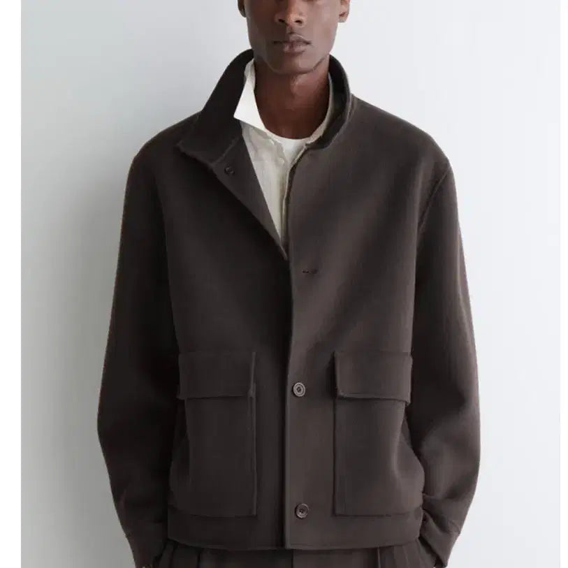 [BUNJANG] COS Double-Face Wool Funnel Neck Jacket Brown XL / cos 더블페이스 울 퍼널넥 자켓 브라운 xl