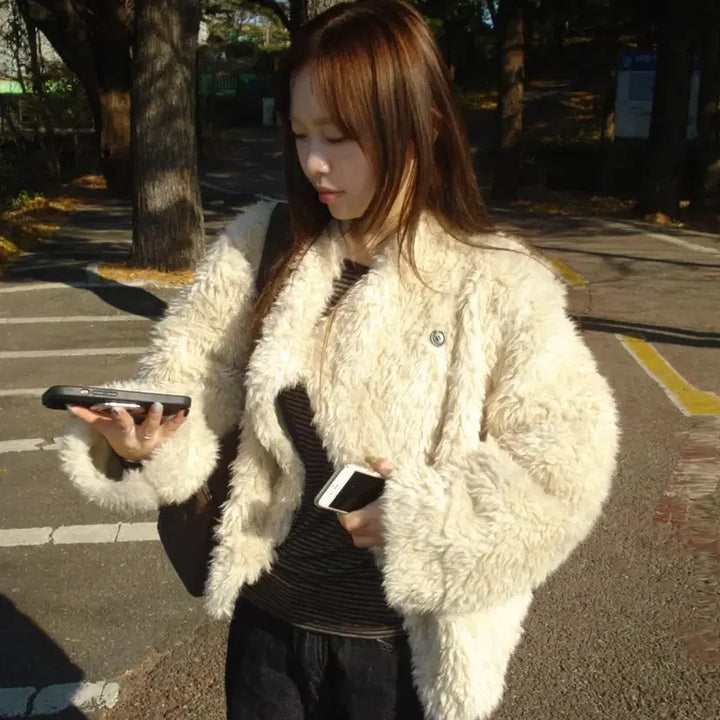 [BUNJANG] Our Cabinet Sheep Fur Jacket - Beige / 아워캐비넷 sheep fur jacket 베이지