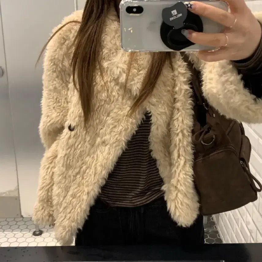 [BUNJANG] Our Cabinet Sheep Fur Jacket - Beige / 아워캐비넷 sheep fur jacket 베이지