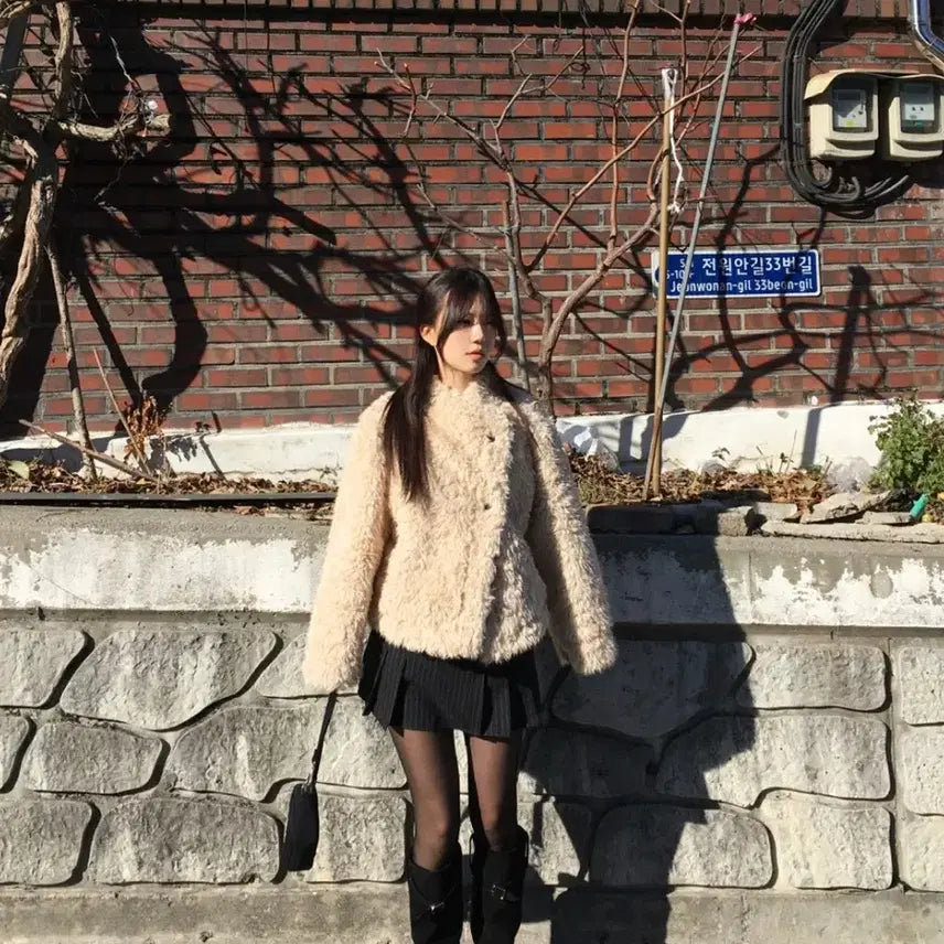 [BUNJANG] Our Cabinet Sheep Fur Jacket - Beige / 아워캐비넷 sheep fur jacket 베이지