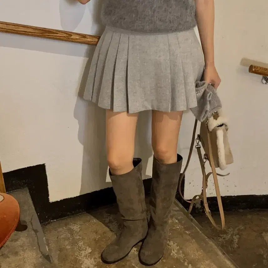 [BUNJANG] Miel Pleats Mini Barbie Skirt - Gray (Size M) / (택달린새상품) 미엘 플리츠 미니 바비스커트 그랑블룸 누아누아 어파트오브